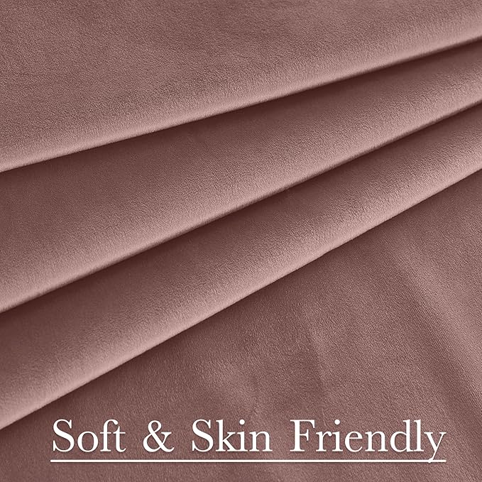 StangH Wild Rose Mauve Velvet Curtains 90 inches Long Living Room Thermal Insulated Window Drapes Privacy Protect Curtain for Nursery Kids Bedroom, W52 x L90, 2 Panels