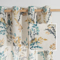 MYSKY HOME Curtains for Living Room Semi Sheer 72 inch Length Light Filtering Privacy Protect Drapes Set Linen Blended Texture Soft Touch Leaves Pattern Treatment, 52" Wide, Yellow and Blue, 2 Panels
