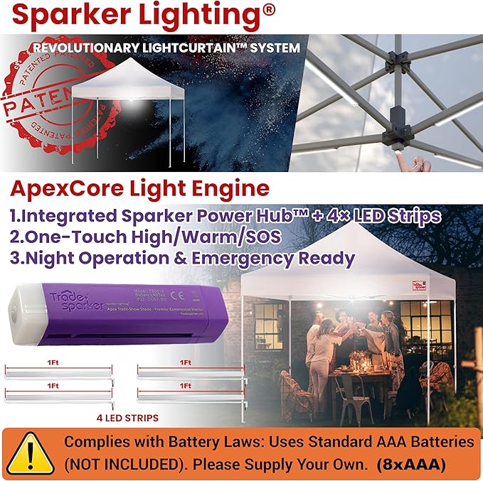 Tradesparker 10x10 Pop Up Canopy Tent,Commercial Movable Canopy with ApexCore LED&Rugged Casters-Instant Easy Setup Shelter Canopies with Weight Bags&Stakes for Oudoor Events Markets,Forest Green