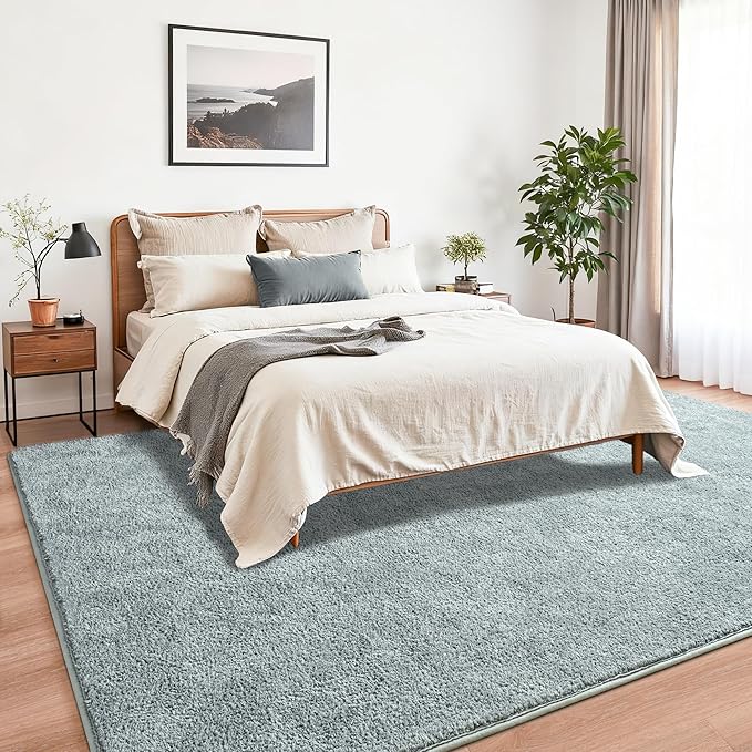 Chicrug 7x10 Minimalist Washable Area Rugs for Bedroom Living Room Classroom, Modern Soft Memory Foam Rug for Kids Nursery, Low Plie Indoor Carpet for Dorm Dining Office Bedside Room Decor, Grey