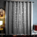 Kinryb Kids Blackout Curtains for Bedroom/Living Room/Classroom, Sheer Overlay Extra Long 2 Panel Set, Double Layer Curtains with Star Cutout for Kids Room(W 52 x L 108 Inches,Silver Grey 2 Pcs)
