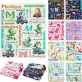 Custom Dinosaur Truck Blanket for Kids - Personalized Funny Dinosaur Gifts with Name - Plush Soft Warm Lightweight Flannel Throw Sheet Decor for Boys Girls Toddler Newborn Crib Nap Couch - 30"X40"