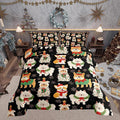 Castle Fairy Christmas Pets King Size Comforter/Duvet Set,Cute Puppy Dog Animal Ultra Soft Bed Collection,Merry Christmas Theme Bedding for Room Decor 3 Pcs,Microfiber Breathable