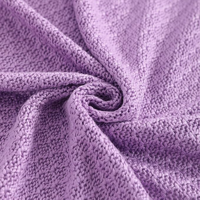 NTBAY Cable Knit Cooling Toddler Blanket, Soft and Breathable Baby Blanket 30x40 Inches Made from Rayon Derived from Bamboo for Crib, Stroller, Nursery, Light Purple