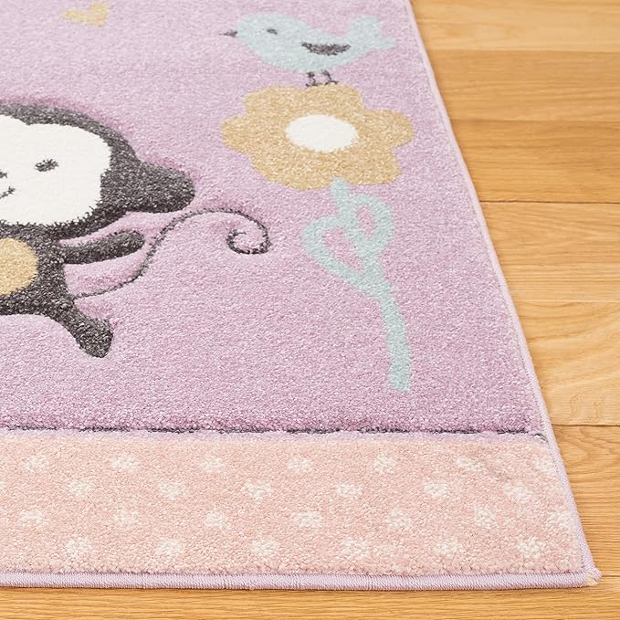 SAFAVIEH Area Rug 8x10 - Carousel Kids Collection - Large - Purple, Animal Design, Non-Shedding & Easy Cleaning, Ideal for Boys & Girls in Playroom, Nursery, Bedroom (CRK120V)