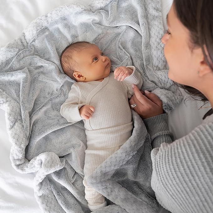 aden + anais Plush Blanket - Soft Minky Baby Blanket for Infants, Toddlers, Kids, for Crib, Stroller, Travel, Sea Blue