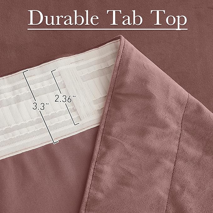 StangH Velvet Curtains 102 inches Long Wild Rose Pink Privacy Window Drapes for Nursery Girls Bedroom, Back Tab Thermal Insulated Panels for Living Dining Room, W52 x L102, 2 Panels