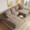 107" Cloud Modular Sectional Sofa with 1 Ottoman, Deep Seat Boneless Couch, Modern Upholstered Corduroy Couches, Comfort U Shaped Sofa for Living Room, No Assembly Required(Camel,Right Facing Chaise)