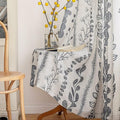 MEETSKY Cotton Curtains 95 Inches Length for Living Room Boho Light Filtering Window Leaf Print Classical Drapes Back Tab Bohemian Decorative Burlap Effect Drapes for Bedroom, 50x95 Inch, 2 Panels
