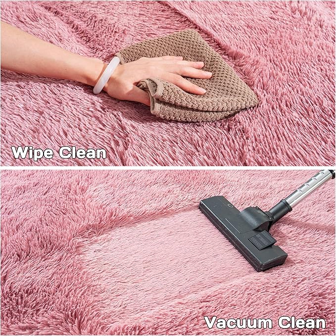 Round Fluffy Carpet 6FT Blush - Super Soft Circle Rug for Kids Room - Shaggy Circular Rug for Nursery