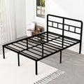 18 Inch Full Size Bed Frame with Headboard No Box Spring Needed, Heavy Duty Metal Platform with Steel Slat, Mattress Foundation, Easy Assembly, Noise Free, Black