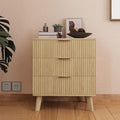 Fluted 3 Drawer Dressers, Modern Closet Dressers Chest of Drawers, Wood Storage Dresser Chest of Drawers Organizer for Bedroom Living Room Hallway Closet(Natural)