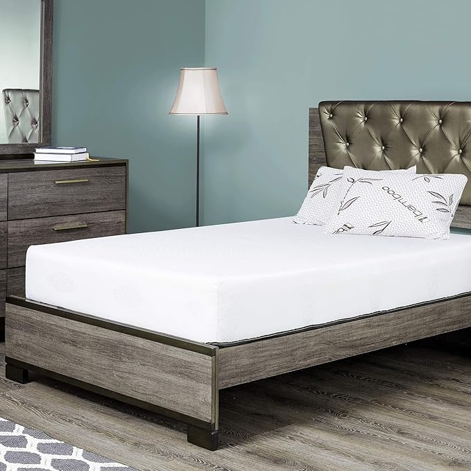 Fortnight Bedding 8 inch Twin XL Size Memory Gel Infused Foam Mattress with White Stretch Knit Fabric - CertiPUR-US Foam – 10 Year Warranty - Made in USA