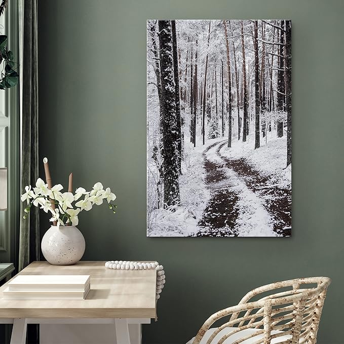 SIGNWIN Canvas Wall Art Winter Trees Cool Dramatic Forest Multicolor Nature Photography Rustic - 24x36 inches