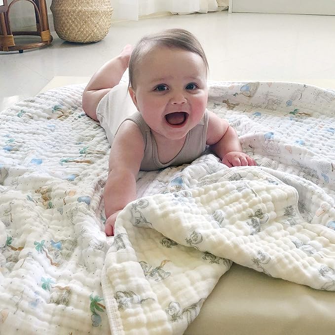 aden + anais Essentials Dream Blanket,100% Cotton Muslin Baby Blanket Crib Bedding for Newborn Baby and Toddler, Nursery Blanket for Boys and Girls, Baby Registry and Shower Gift - My Darling Dumbo