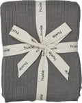 Knitted Organic Cotton Baby Blanket- Swaddle Blanket, 30" x 40" Soft Receiving Blanket for Newborn (Ribbed-Cloud Grey)
