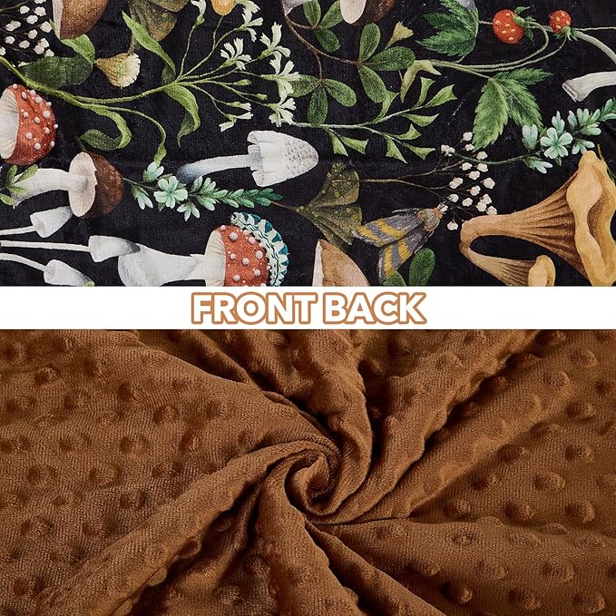 Mushroom Baby Blanket for Boys Girls Soft Fleece Minky Blanket with Dotted Backing Double Layer Newborn Toddler Blankie for Nursery Stroller Crib Gift to Son Nephew Grandson 26.5 * 40 in