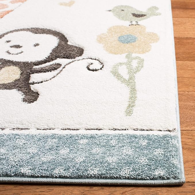SAFAVIEH Carousel Kids Collection Area Rug - 9' x 12', Ivory, Animal Design, Non-Shedding & Easy Care, Ideal for High Traffic Areas for Boys & Girls in Playroom, Nursery, Bedroom (CRK120A)