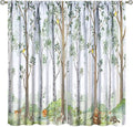 Kids Animal Curtains, Watercolor Natural Forest Animal Hedgehog Fox Butterfly Rabbits Forest Print Curtain Boys and Girl Bedrooms 63x63in