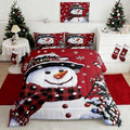 Feelyou Kids Christmas Theme Decorations Bedding Set Xmas Snowman Comforter Set for Boys Girls Red Bedroom Collection King Size