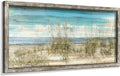 Seascape Framed Wooden Wall Art: Beach Art Prints Ocean Painting Style Artwork Seaside Wall Decor Sand Dunes Picture Coastal Theme Prints for Bedroom 24"x12"