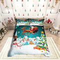Manfei Christmas Duvet Cover Set Twin Size, Xmas Tree Snowman Bedding Set for Kids Boys Girls, Santa Claus with Reindeer Comforter Cover New Year Theme Quilt Cover with 1 Pillowcase, No Comforter