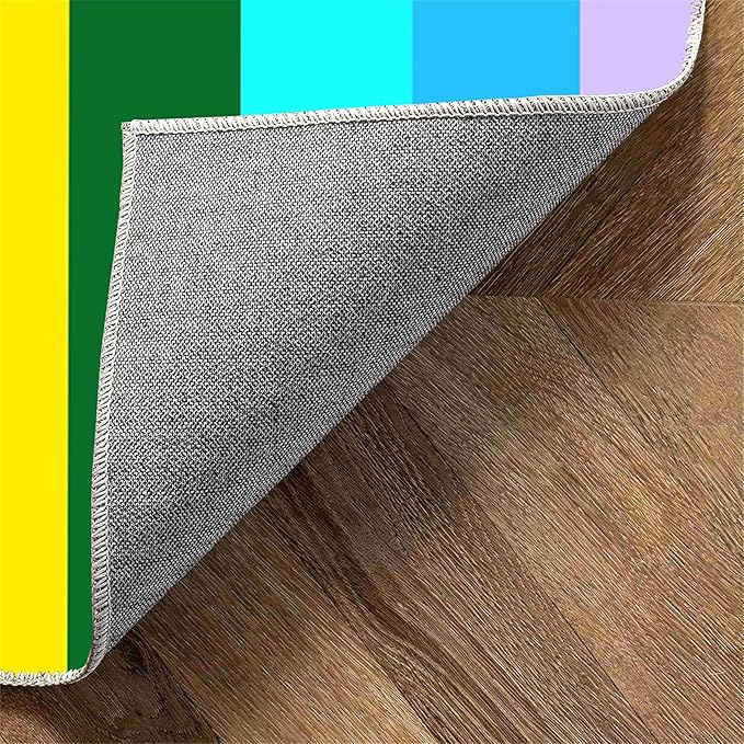 Soft Rainbow Area Rugs Girl's Bedroom Fluffy Colorful Rugs Furry Kids Play Mats Simple Rainbow Line Print Living Room Kids Room Nursery Home Decor 3x5ft