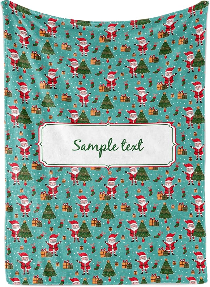Custom Santa Blanket - Ships Next Day, Printed in USA - Warm Fleece or Sherpa Sofa Throw for Christmas, Perfect for Bed or Couch - Customizable Family Throws (Sherpa 60x80)