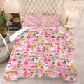 Pink Christmas Comforter Queen: Merry Xmas Santa Claus Bedding Set Queen Size for Teen Girls Women Adults Kids Christmas Tree Snowman Elk Quilt Bed Set 1 Comforter & 2 Pillowcases