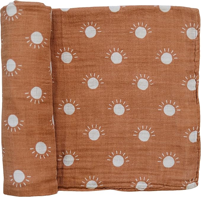 Mebie Baby Sunshine Muslin Swaddle - Soft, Modern & Neutral Swaddle Blanket for Newborns (0-3 Months), Comfy Wrap, Baby Essentials & Gifts