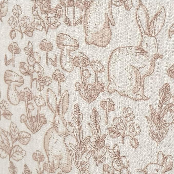 BuLuTu Muslin Cotton Kids Toddler Duvet Cover for Girls Boys Baby Crib Duvet Covers with Zipper Closure, 47"x59", Flower & Rabbit Print (No Pillow Cases)