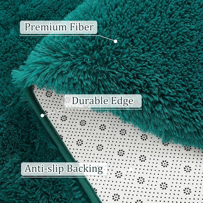 BENRON Fluffy Rugs for Living Room 5x8 Teal Green, Washable Large Area Rugs for Bedroom Dining Table Office Kids Nursery Room, Washable Indoor Floor Carpets