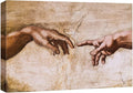 SIGNWIN Framed Canvas Wall Art Hands of God, Creation of Adam by Michelanglo Graffiti & Street Art Famous People Pop Art Modern Urban Multicolor for Living Room, Bedroom, Office - 12x18 inches