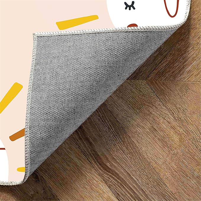 Children's Rug Living Room Plush Area Rugs Educational Rugs Soft Washable Non-Slip Rugs Simple Cute Sun and Love Prints Kids Room Nursery Decor Pink Rugs 4x6ft