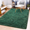 Fluffy Rug Stain Resistant 4x6 Feet, Dark Green Area Rug for Bedroom, Super Soft Shaggy Rugs Room Carpet Floor Rug