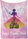 Personalized Princess Blanket for Girls - Ships Next Day, USA Made, Warm, Cozy, Soft Throw for Travel - Pink Room Decor - Plush Fleece or Sherpa Blanket with Custom Name (Fleece - 60x80)
