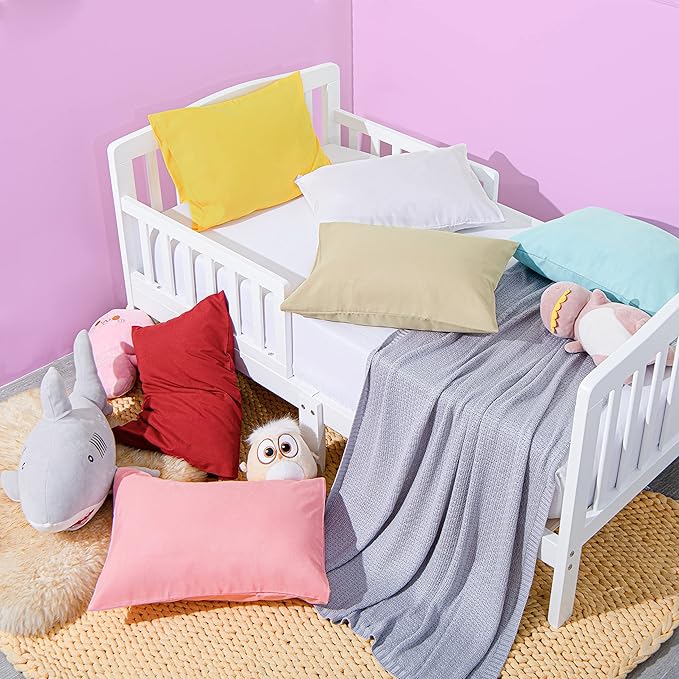 NTBAY Microfiber Toddler Pillowcases with Envelope Closure, 2 Pack 100% Brushed Microfiber Super Soft Travel Kids Nursery Pillow Cases, 14"x20" Fits Pillows Sized 12"x16" 13"x18" 14"x19", Khaki