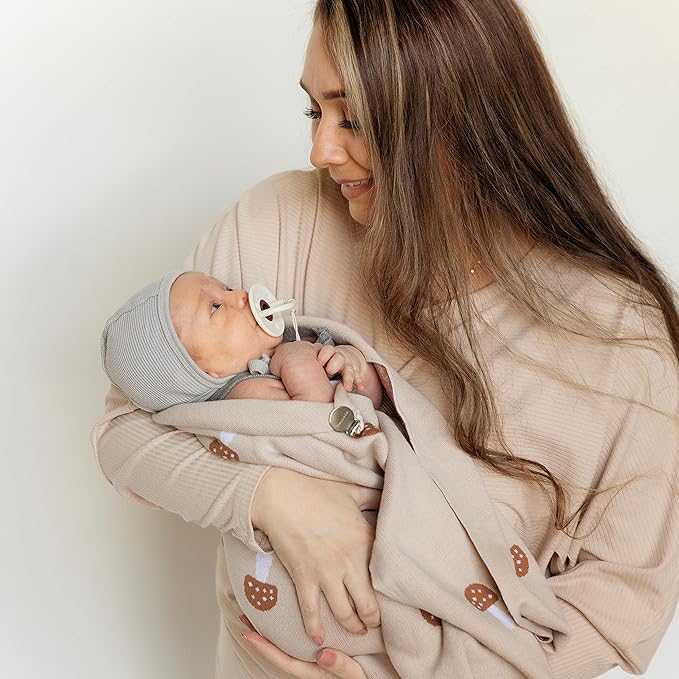Mushroom Baby Blanket for Boys 100% Cotton Buttery Soft Cozy Receiving Swaddle Crib Stroller Blanket for Shower Gift Registry for Newborns, Infants, Toddlers (Mushroom - Blue)