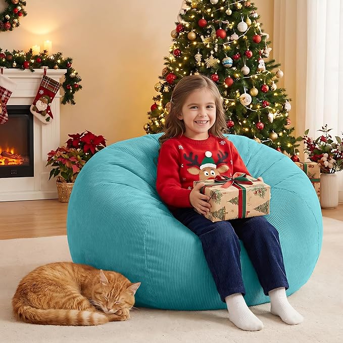 Nobildonna Bean Bag Chair Cover (No Filler) for Kids and Adults,Beanbag Stuffed Animal Storage Without Filling Plush Toys Holder and Organizer Soft Premium Corduroy 200L