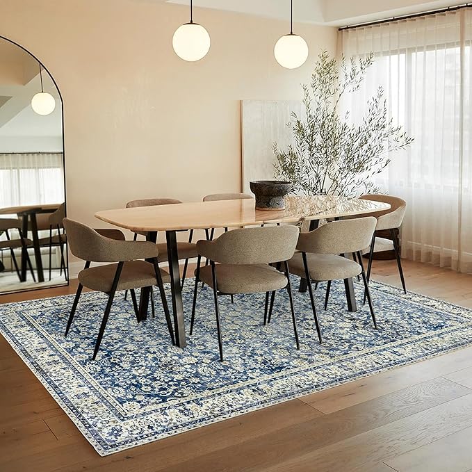 Distressed Carpet Multi Rug Blue Vintage Design Flower Area Rug 5x7 Cover Print Distressed Carpet Multi Rug Living Room Bedroom Dining Room