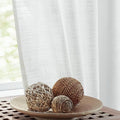 FMFUNCTEX Linen Semi Sheer Curtains for Bedroom, White Curtains 84 Inches Long for Living Room, Country Farmhouse Sheer Drapes, Light Filtering Window Curtain, Grommet Top 2 Panels