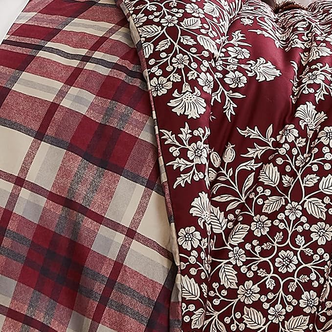 Southshore Fine Living, Inc. 5-Piece Reversible Christmas Comforter Set California King/King, Christmas Bedding King, Plaid Comforter, 2 Throw Pillows, 2 Shams, Holiday Bedding - Christmas Carol