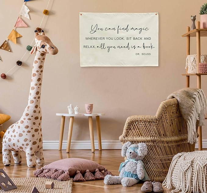 Inspirational Nursery Classroom Above Crib Bedroom Playroom Reading Room Wall Decor Rectangular Rectangular Banner Flag Wall Sign Decor for Baby Toddler Boy Girl Kids Christmas Gift You Can Find Magic