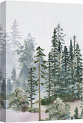 SIGNWIN Canvas Print Wall Art Woodland Nursery Decor Autumn Pine Tree Watercolor Forest Nature Illustrations Modern Art Decorative Landscape Colorful for Living Room, Bedroom, Office - 32"x48"