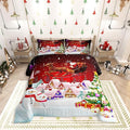 Manfei Christmas Comforter Set Full Size, Snowman Xmas Tree Bedding Set 3pcs for Kids Boys Girls Room Decor, Santa Claus with Reindeer Quilt Set New Year Theme Duvet Set with 2 Pillowcases