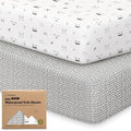 2-Pack Waterproof Baby Crib Sheets for Boys, Girls - 52x28 Viscose Derived from Bamboo Toddler Bed Sheet Neutral, Fitted Crib Mattress Protector Cover for Baby Bedding, Soft & Gentle (Nordic)