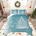 Castle Fairy Merry Christmas Comforter Set King Size,Glitter Xmas Trees Shiny Light Decor Bedding Set All Season Quilt Set,Blue Shiny Stars Snowflake Microfiber Polyester Down Comforter