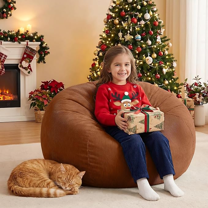 Nobildonna Bean Bag Chair Cover (No Filler) for Kids and Adults,Beanbag Stuffed Animal Storage Without Filling Plush Toys Holder and Organizer Soft Premium Corduroy 200L