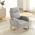 Dolonm Rocking Chair Mid-Century Modern Nursery Rocking Armchair Upholstered Tall Back Accent Glider Rocker for Living Room (Gray)