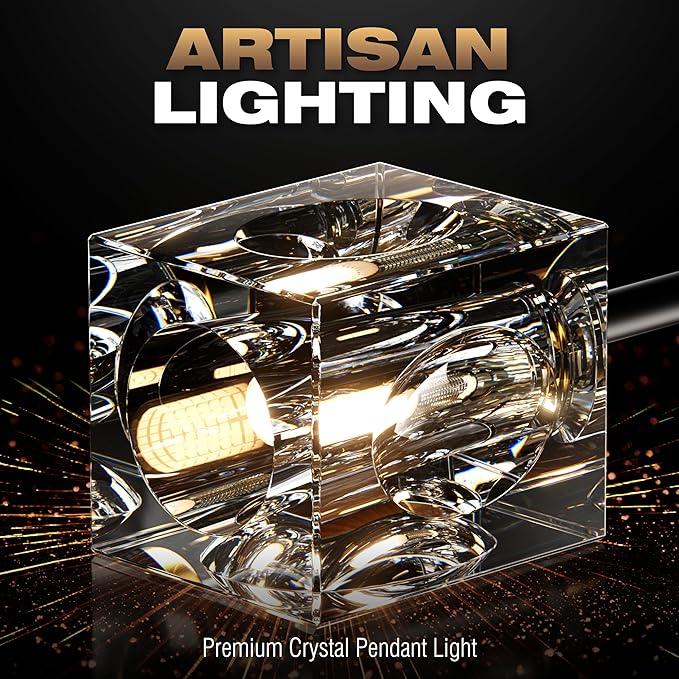 Modern Sputnik Ceiling Light Fixture with 8 Light,Black and Gold Semi Flush Mount Ceiling Light,K9 Crystal Chandeliers for Bedroom, Dining Room, Kitchen Island, Living Room